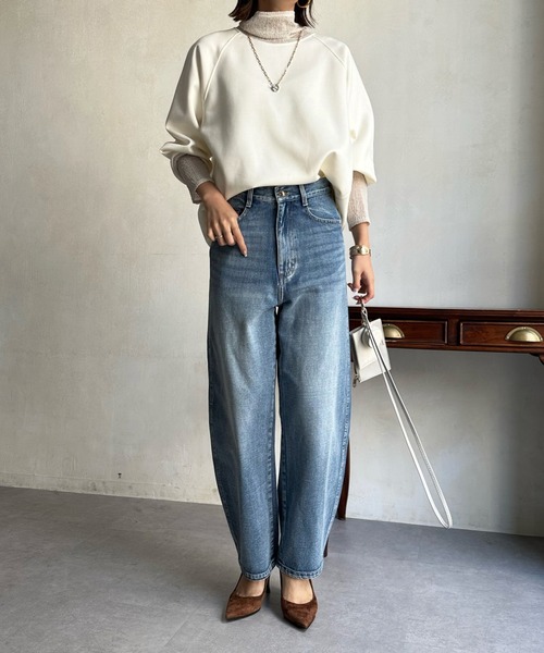 DouDou（ドゥドゥ）の「【WEB限定】レイヤードライクダンボールトップス（パーカー・レディース・ブルー/ブラック/アイボリー/グレイッシュベージュ・FREE）」の22枚目の写真