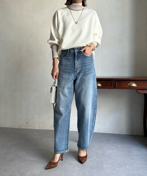 DouDou（ドゥドゥ）の「【WEB限定】レイヤードライクダンボールトップス（パーカー・レディース・ブルー/ブラック/アイボリー/グレイッシュベージュ・FREE）」の9枚目の写真