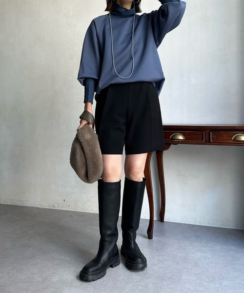 DouDou（ドゥドゥ）の「【WEB限定】レイヤードライクダンボールトップス（パーカー・レディース・ブルー/ブラック/アイボリー/グレイッシュベージュ・FREE）」の19枚目の写真