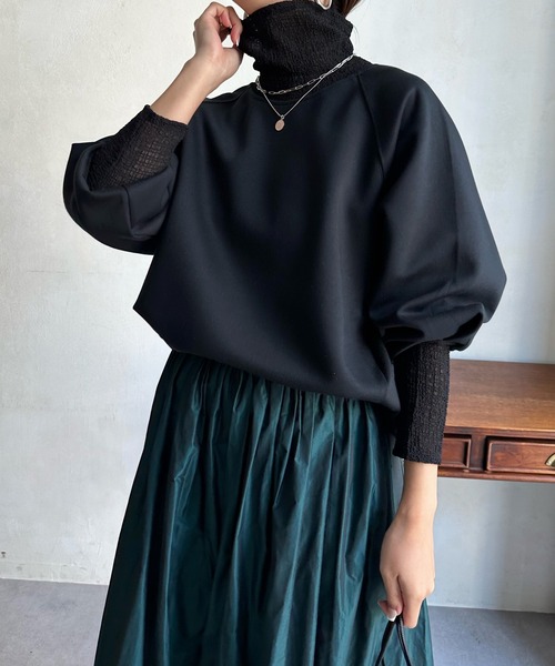 DouDou（ドゥドゥ）の「【WEB限定】レイヤードライクダンボールトップス（パーカー・レディース・ブルー/ブラック/アイボリー/グレイッシュベージュ・FREE）」の10枚目の写真