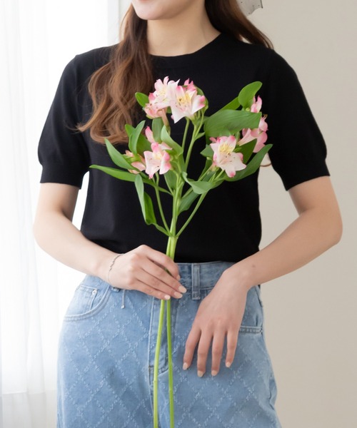 セール】【XSからXLまで5サイズ展開】クルーネック半袖ニット