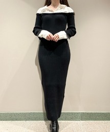 SNIDEL（スナイデル）の「オフショルニットドッキングワンピース