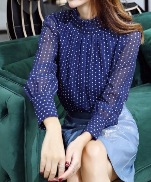 tocco closet ブラウス シャツ 「ZOZO限定」サイドリボンドット