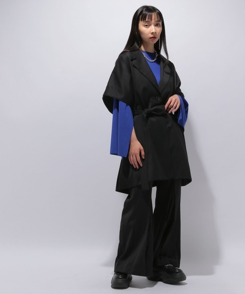 HARE（ハレ）の「TRオーバーポンチョジレ(HARE)（ポンチョ・レディース・ブラック/グリーン・FREE）」の4枚目の写真