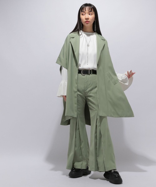 HARE（ハレ）の「TRオーバーポンチョジレ(HARE)（ポンチョ・レディース・ブラック/グリーン・FREE）」の5枚目の写真