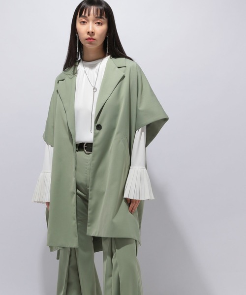 HARE（ハレ）の「TRオーバーポンチョジレ(HARE)（ポンチョ・レディース・ブラック/グリーン・FREE）」の8枚目の写真