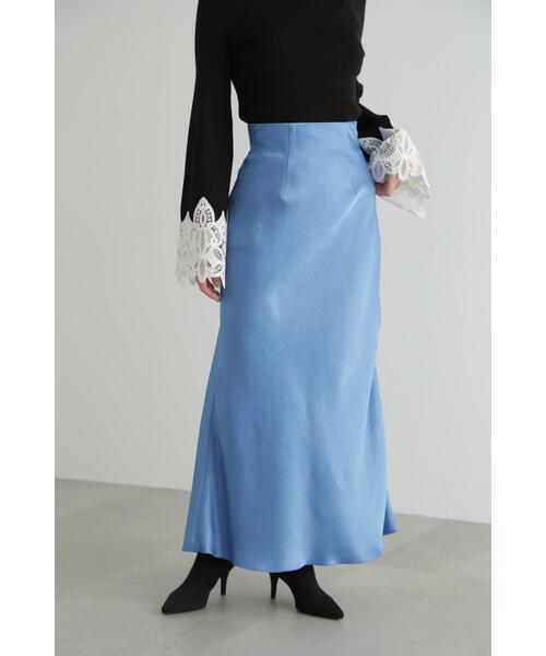 JILL STUART(ジルスチュアート)の「◆サテンナロースカート(スカート・レディース・ブラック/ブルー・2/4)」の10枚目の写真