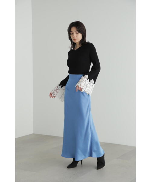 JILL STUART(ジルスチュアート)の「◆サテンナロースカート(スカート・レディース・ブラック/ブルー・2/4)」の12枚目の写真