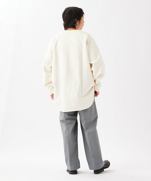 ジャーナルスタンダード アイボリー ヘンリーネック 長袖Tシャツ JOURNAL STANDARD(ジャーナルスタンダード)の「ジャガード