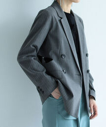 Ray BEAMS | RBS / ストライプ カットアウト ダブルボタン ジャケット(テーラードジャケット)