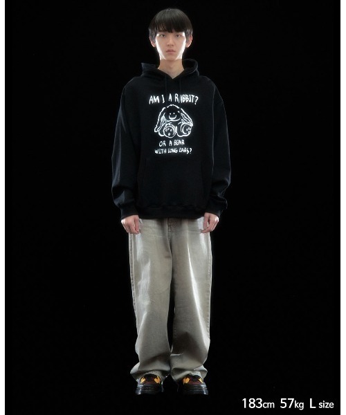BUNNIES CLUB ブラックパーカー BUNNIES CLUB] HOODIE (Black) NewJeans