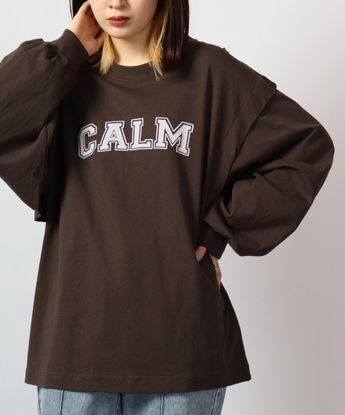 spiritoso（スピリトーゾ）の「spiritoso ロゴプリントタックロンT 長袖（Tシャツ/カットソー・レディース・ベージュ/オフホワイト/オリーブ/チャコール・F）」の3枚目の写真