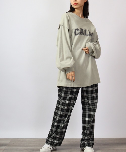 spiritoso（スピリトーゾ）の「spiritoso ロゴプリントタックロンT 長袖（Tシャツ/カットソー・レディース・ベージュ/オフホワイト/オリーブ/チャコール・F）」の16枚目の写真