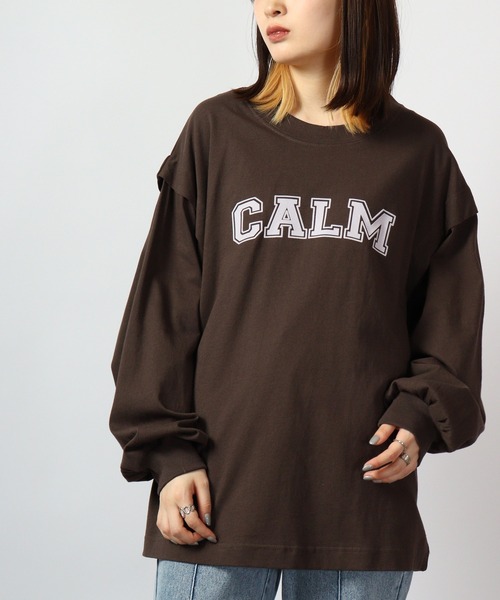 spiritoso（スピリトーゾ）の「spiritoso ロゴプリントタックロンT 長袖（Tシャツ/カットソー・レディース・ベージュ/オフホワイト/オリーブ/チャコール・F）」の5枚目の写真