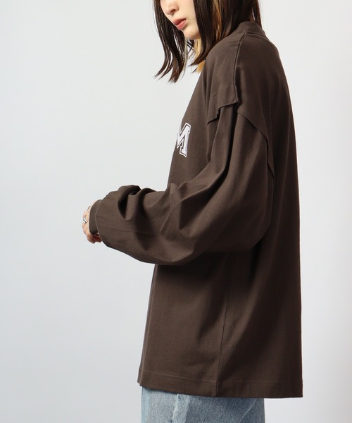 spiritoso（スピリトーゾ）の「spiritoso ロゴプリントタックロンT 長袖（Tシャツ/カットソー・レディース・ベージュ/オフホワイト/オリーブ/チャコール・F）」の6枚目の写真
