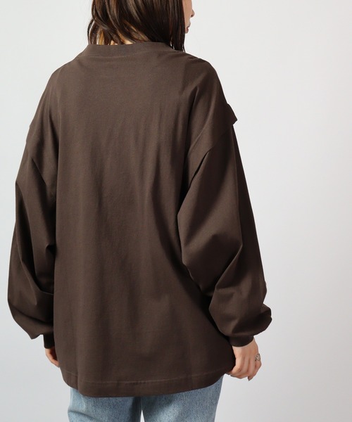 spiritoso（スピリトーゾ）の「spiritoso ロゴプリントタックロンT 長袖（Tシャツ/カットソー・レディース・ベージュ/オフホワイト/オリーブ/チャコール・F）」の7枚目の写真