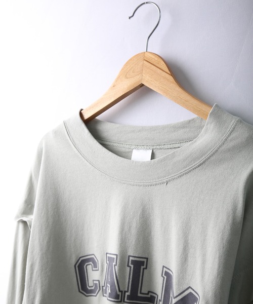 spiritoso（スピリトーゾ）の「spiritoso ロゴプリントタックロンT 長袖（Tシャツ/カットソー・レディース・ベージュ/オフホワイト/オリーブ/チャコール・F）」の12枚目の写真