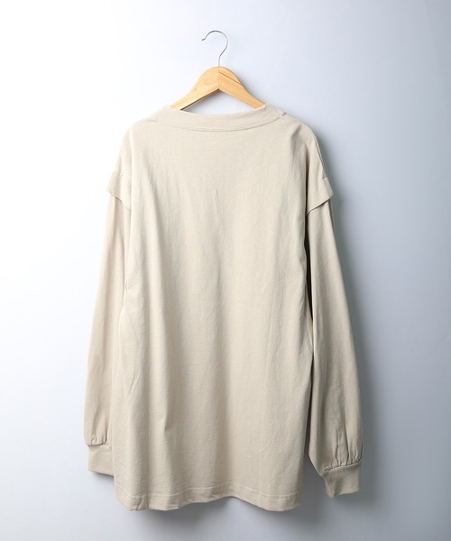 spiritoso（スピリトーゾ）の「spiritoso ロゴプリントタックロンT 長袖（Tシャツ/カットソー・レディース・ベージュ/オフホワイト/オリーブ/チャコール・F）」の17枚目の写真