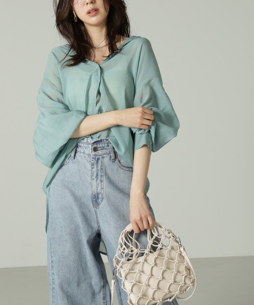 FREE'S MART（フリーズマート）の「◆シアールーズシャツ（シャツ/ブラウス・レディース・ブルー/ベージュ/ホワイト/ピンク・SMALL/MEDIUM）」の16枚目の写真