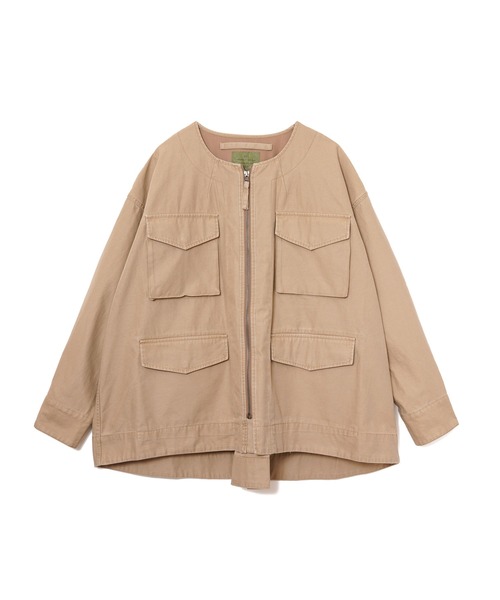 AMERICAN RAG CIE（アメリカンラグシー）の「バックデザインノーカラーミリタリージャケット（ミリタリージャケット・レディース・カーキ/ベージュ・FREE）」の10枚目の写真