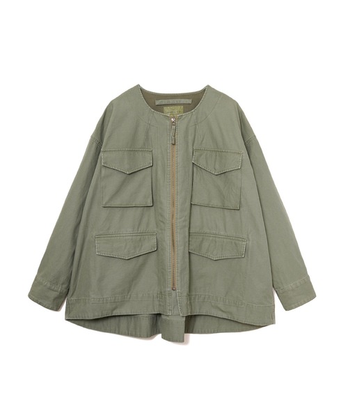 AMERICAN RAG CIE（アメリカンラグシー）の「バックデザインノーカラーミリタリージャケット（ミリタリージャケット・レディース・カーキ/ベージュ・FREE）」の3枚目の写真