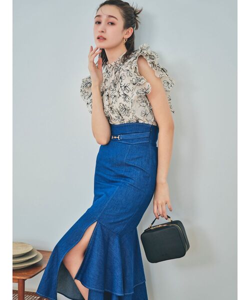 dazzlin（ダズリン）の「ダブルスリットビットスカート（スカート・レディース・アイボリー/グリーン/インディゴブルー・SMALL/MEDIUM）」の10枚目の写真