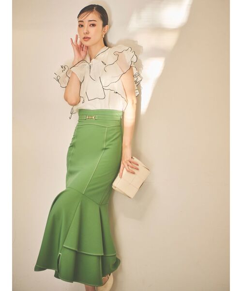 dazzlin（ダズリン）の「ダブルスリットビットスカート（スカート・レディース・アイボリー/グリーン/インディゴブルー・SMALL/MEDIUM）」の7枚目の写真