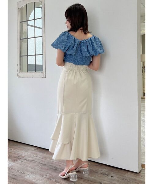 dazzlin（ダズリン）の「ダブルスリットビットスカート（スカート・レディース・アイボリー/グリーン/インディゴブルー・SMALL/MEDIUM）」の14枚目の写真