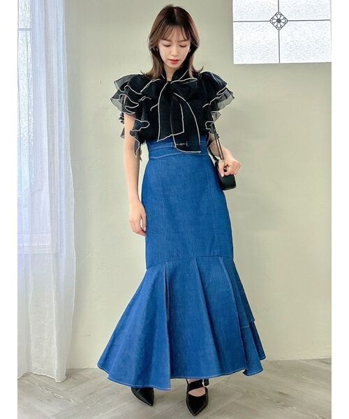 dazzlin（ダズリン）の「ダブルスリットビットスカート（スカート・レディース・アイボリー/グリーン/インディゴブルー・SMALL/MEDIUM）」の15枚目の写真