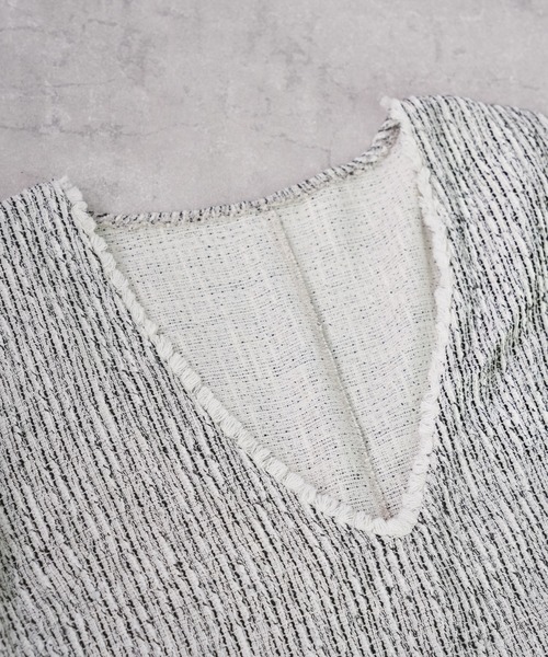 IAMUSE（アイアミューズ）の「ツイード深Vネックフリンジジャンパースカート S0912【IAMUSE】（ワンピース・レディース・ブラック系その他/アイボリー系・FREE）」の21枚目の写真