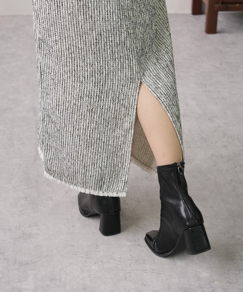 IAMUSE（アイアミューズ）の「ツイード深Vネックフリンジジャンパースカート S0912【IAMUSE】（ワンピース・レディース・ブラック系その他/アイボリー系・FREE）」の20枚目の写真