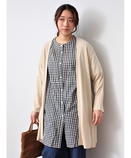 MB mint breeze(エムビーミントブリーズ)の「【Web&一部店舗限定】【LL~6L 大きいサイズ】 接触冷感 ロング カーディガン(カーディガン/ボレロ・レディース・ブラック/ブルー/ピンク/ライトグリーン/ネイビー/ベージュ・LL/3L/4L/5L/6L)」の3枚目の写真