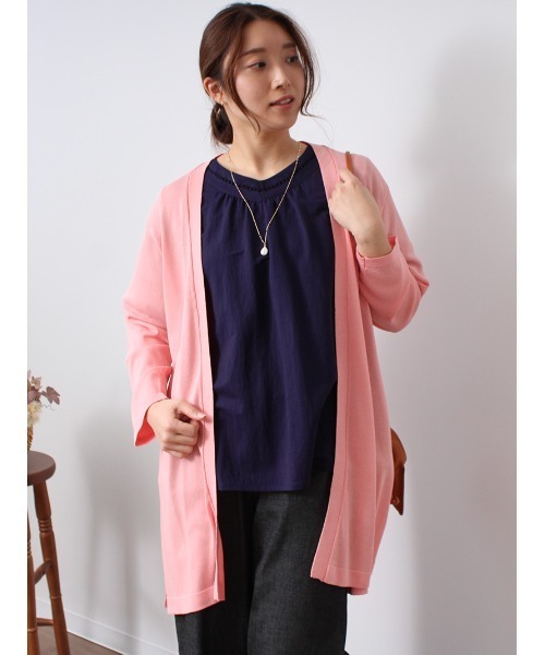 MB mint breeze(エムビーミントブリーズ)の「【Web&一部店舗限定】【LL~6L 大きいサイズ】 接触冷感 ロング カーディガン(カーディガン/ボレロ・レディース・ブラック/ブルー/ピンク/ライトグリーン/ネイビー/ベージュ・LL/3L/4L/5L/6L)」の1枚目の写真