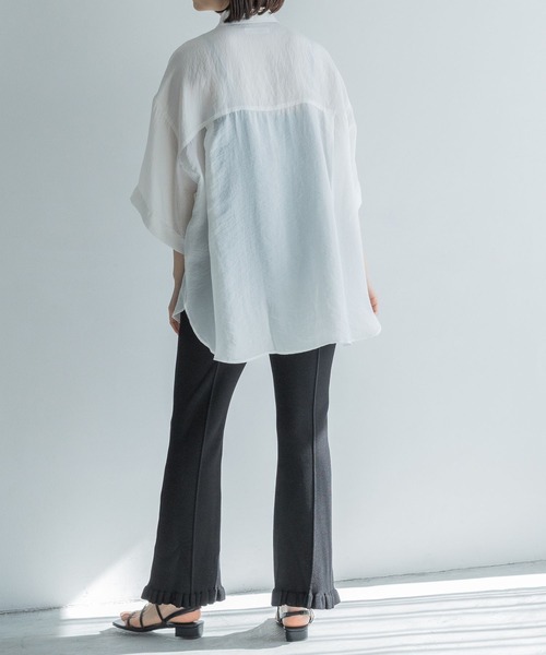 yuw（ユウ）の「フリルリブニットパンツ　193507（その他パンツ・レディース・ブラック/ブルー・FREE）」の5枚目の写真