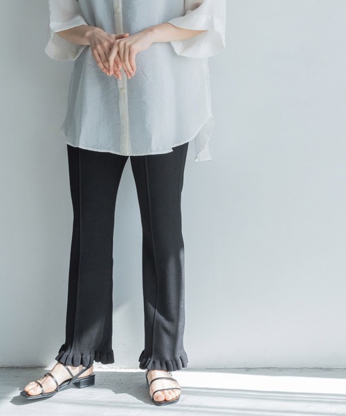 yuw（ユウ）の「フリルリブニットパンツ　193507（その他パンツ・レディース・ブラック/ブルー・FREE）」の6枚目の写真