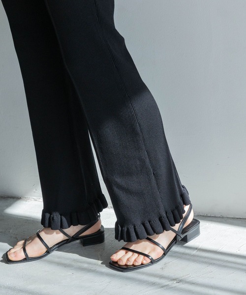 yuw（ユウ）の「フリルリブニットパンツ　193507（その他パンツ・レディース・ブラック/ブルー・FREE）」の9枚目の写真