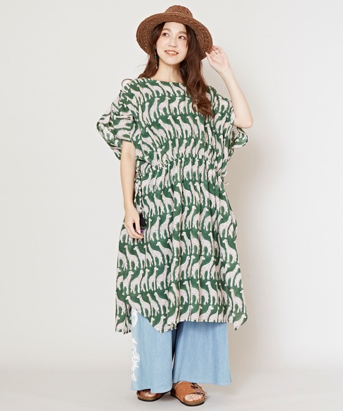 チャイハネ（チャイハネ）の「【チャイハネ】マルリントブロックプリントワンピース（ワンピース・レディース・ホワイト/イエロー/ブルー/グリーン・FREE）」の17枚目の写真