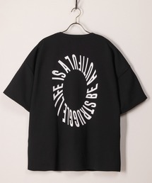 梨地プリントTシャツ/バックプリント/ネックレス付き