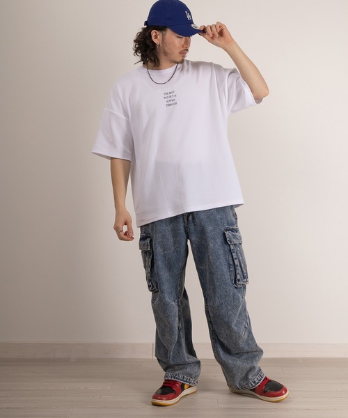 SlashDate(スラッシュデイト)の「梨地プリントTシャツ/バックプリント/ネックレス付き(Tシャツ/カットソー・メンズ・ホワイト系その他/ホワイト/ブラック系その他/ブラック・M/L)」の14枚目の写真