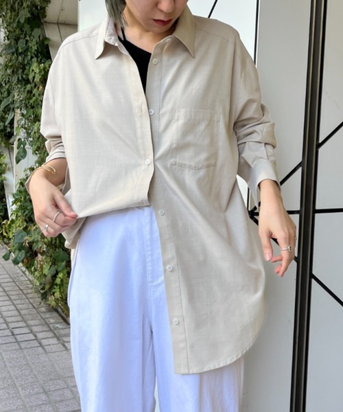 Omekashi（オメカシ）の「ベーシックシャツ（シャツ/ブラウス・レディース・ブルー/オフホワイト/ベージュ・FREE）」の18枚目の写真