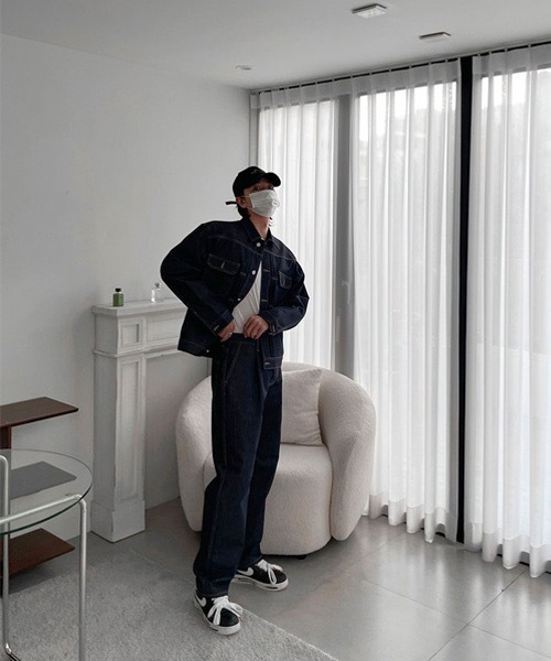 セットアップ Dun Non Fade Denim Set Up (Black) セール】ASCLO Dun Non Fade Denim Set Up（セットアップ
