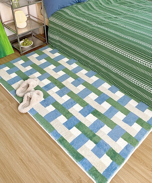 セール】ポップなデザインの横長ラグマット/カーペット（ラグ/マット