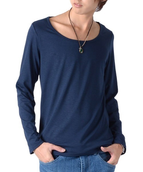 Aegnoir(イグノア) ワイドUネック無地ロンT（Tシャツ/カットソー