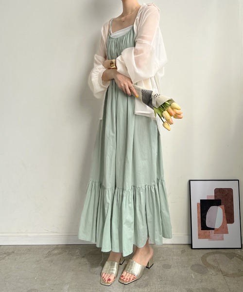 セール】裾フレアギャザーキャミワンピース（ワンピース）｜Futier