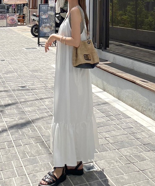 セール】裾フレアギャザーキャミワンピース（ワンピース）｜Futier