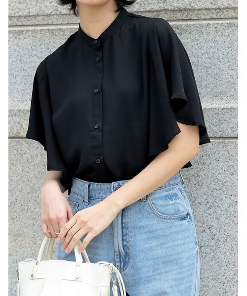 シフォンジョーゼット袖フリルブラウス