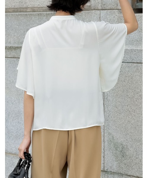 シフォンジョーゼット袖フリルブラウス