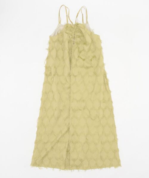REAL CUBE（リアルキューブ）の「フェザージャガードマキシキャミワンピース（ワンピース・レディース・アイボリー/ライム/ブラック・M）」の4枚目の写真