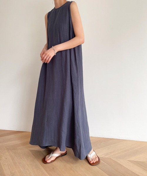 CANAL JEAN(キャナルジーン)の「RED CHOP WORKS バックオープンリネンワンピース(ワンピース・レディース・ベージュ/ネイビー・ONE SIZE)」の9枚目の写真