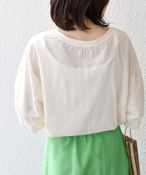 SHIPS(シップス)の「シアー ロゴ プリント 7分袖 TEE(Tシャツ/カットソー・レディース・オフホワイト/ベージュ・ONE SIZE)」の13枚目の写真